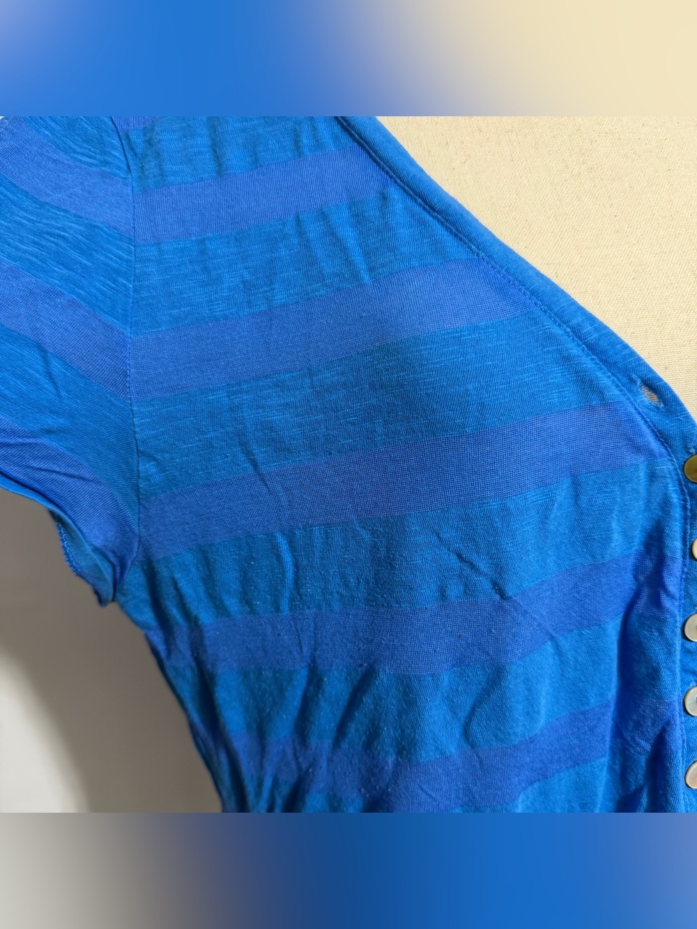 American Eagle • Slub Striped V Neck Henley Top Blue XXL ASO Bella Swan - Picture 10 of 12